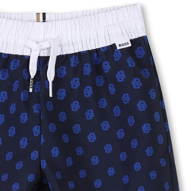 BOSS Traje de baño para bebe tipo short ajustable, azul marino all over print logo